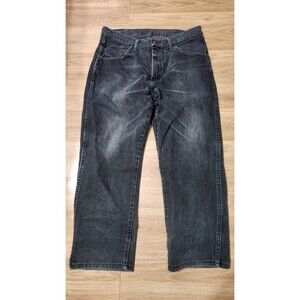 Rustler Men's Size 34x32 Black Straight Leg Dark Wash 100% Cotton Denim Jeans